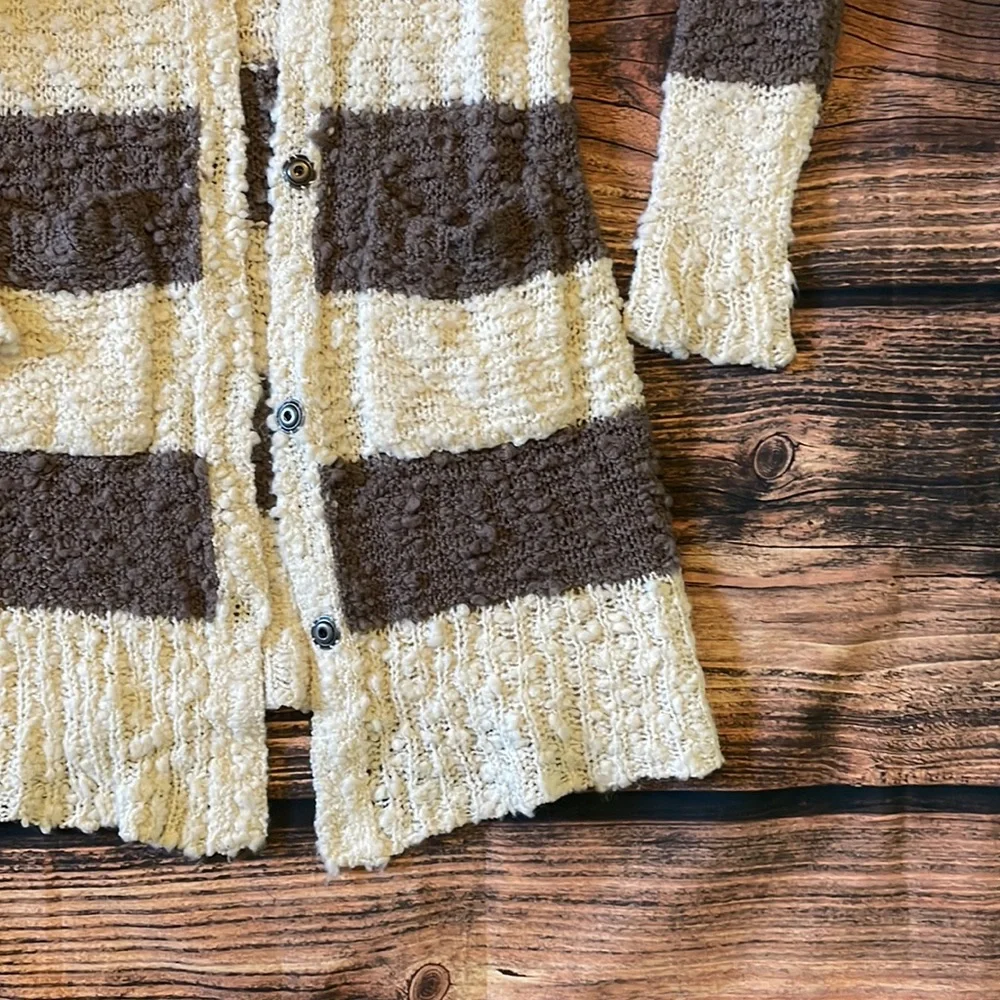 Free People Cuddle Bear Stripe Boucle Cardigan Sweater